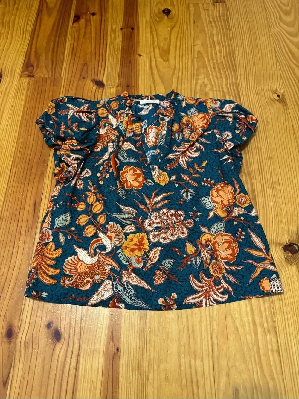 Ulla Johnson Women’s Evelyn Top Delphinium Print Size 4 100% Cotton